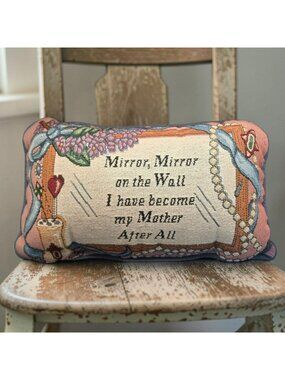Riverdale Tapestry Throw Pillow 11.5"x7" Blue Floral "Mirror Mirror On The Wall